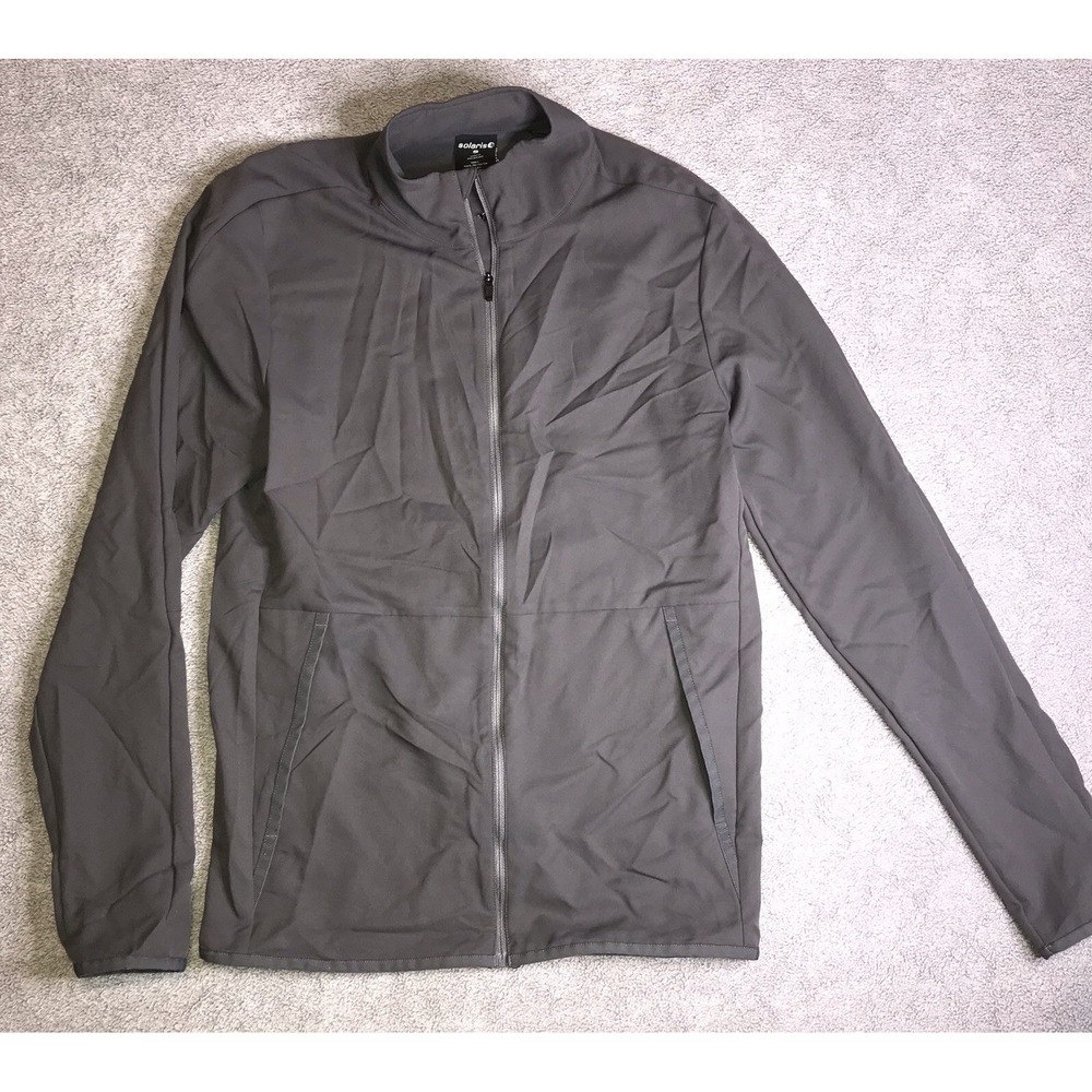 NWOT Solaris Windbreaker Jacket Full Zip Athletic Mens Small Gray